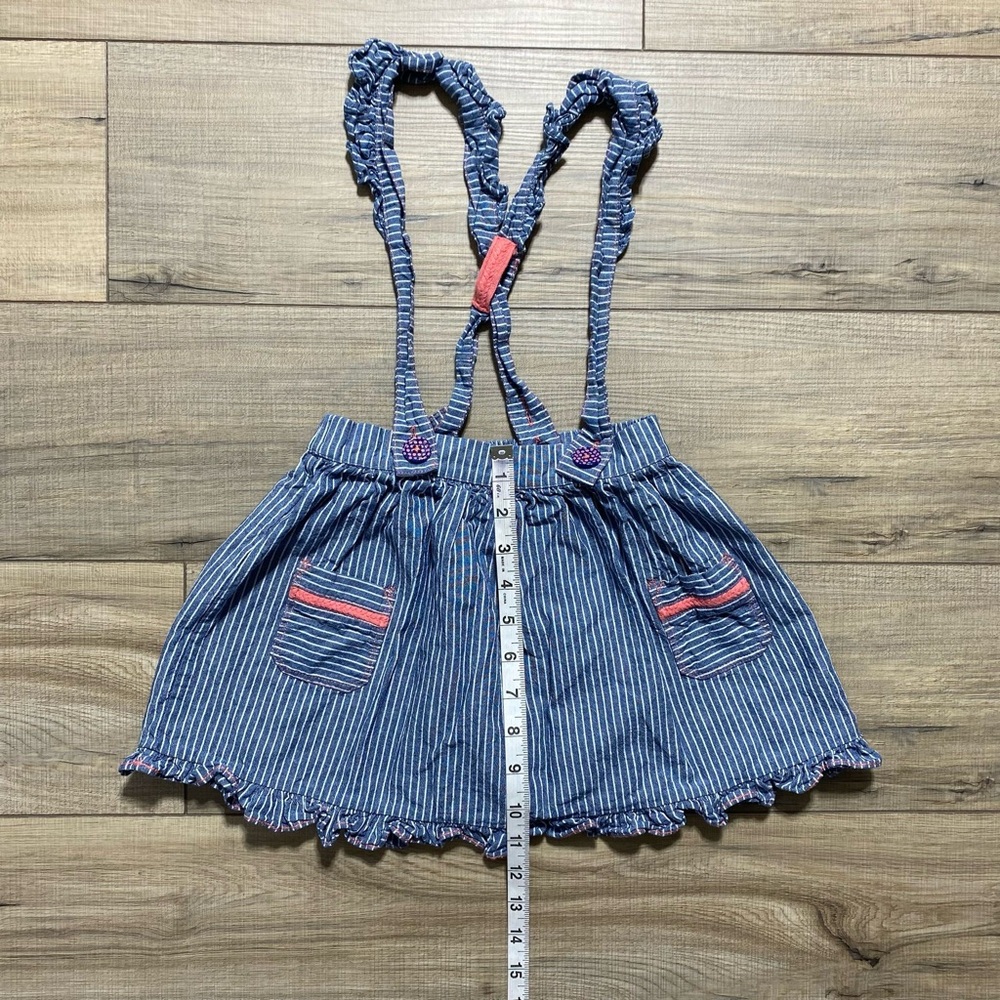 Matilda Jane Girls Striped Chambray Suspender Skirt Size 6 Blue White Pink - Picture 4 of 11